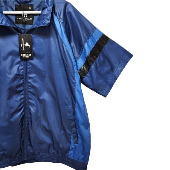 Short Sleeve Mens size XL Full Zip Jacket Blue Black Golf Windbreaker NEW - Picture 6 of 13